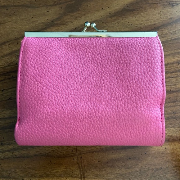 Buxton Beautiful Vegan Leather Lexington Wallet Pink Brown Tan Kisslock - Picture 3 of 11